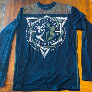 Men’s Affliction Tee long sleeve Blk / Grn New M
